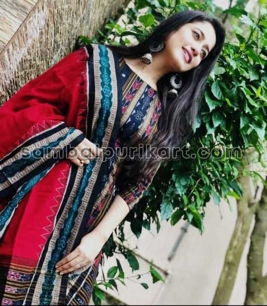 Sambalpuri Handloom Cotton Dress Material Magenta and Black – Utkaladitri